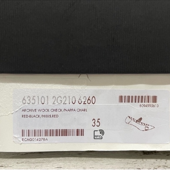 NWT GUCCI Archive Wool Check Pointed Toe Ballet Flats Shoes Red/Black SZ 35 - Picture 13 of 16